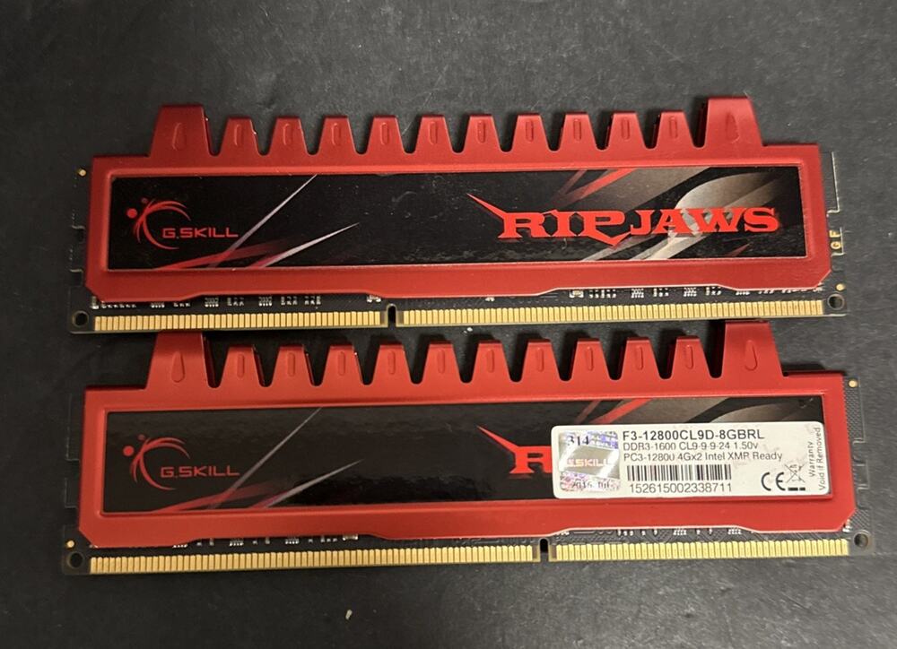 G Skill Rip Jaws 8GB Memory Kit (2 X 4GB) DDR3-1600MHZ F3-12800CL9D-8GBRL RAM